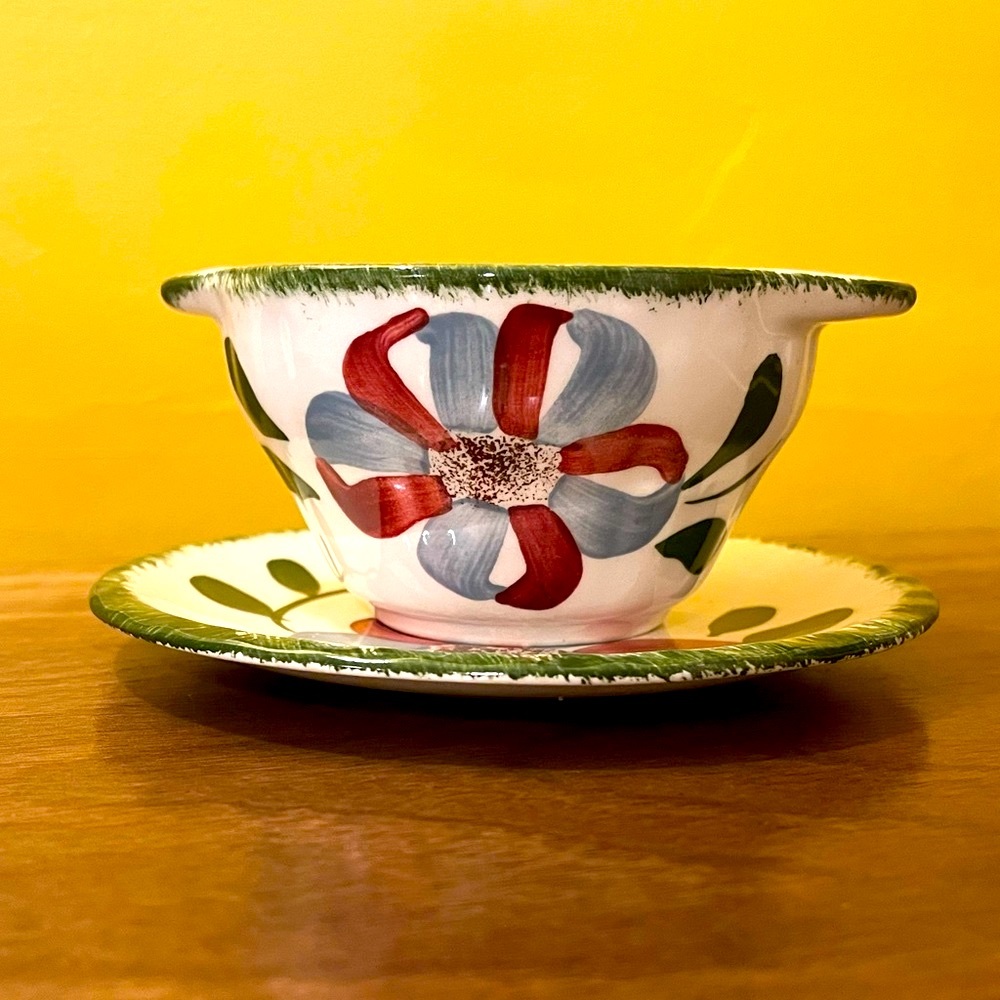 Vintage Hand Painted Blue Ridge Southern Potteries Saucer and Sugar Bowl